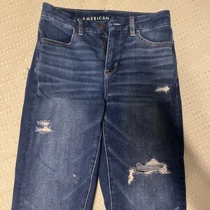 American Eagle Outfitters Dark Blue Distressed Jeans